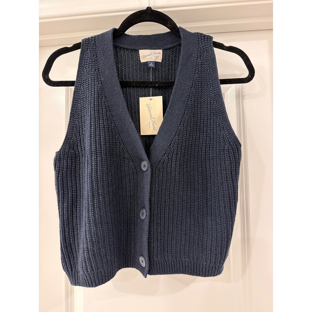 Universal Thread Navy Blue Shaker Stitch Sweater Vest Womens Size M New